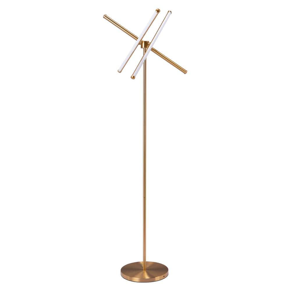 Adjustable Garza 65'' Gold and White Contemporary Floor Lamp