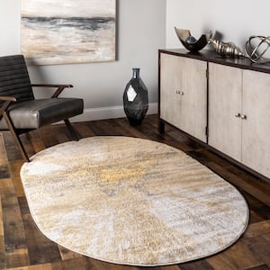 Contemporary Cyn Gold 4 ft. x 6 ft. Oval Abstract Rug
