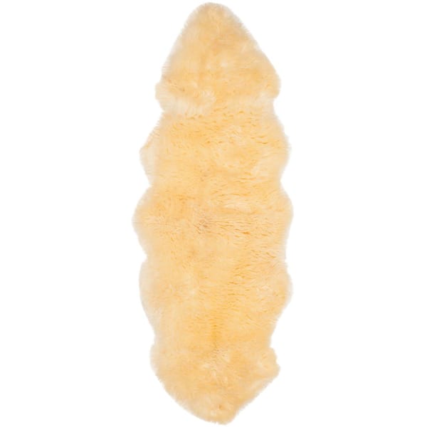 Sheep Skin 2 ft. x 6 ft. Champagne Solid Color Runner Rug