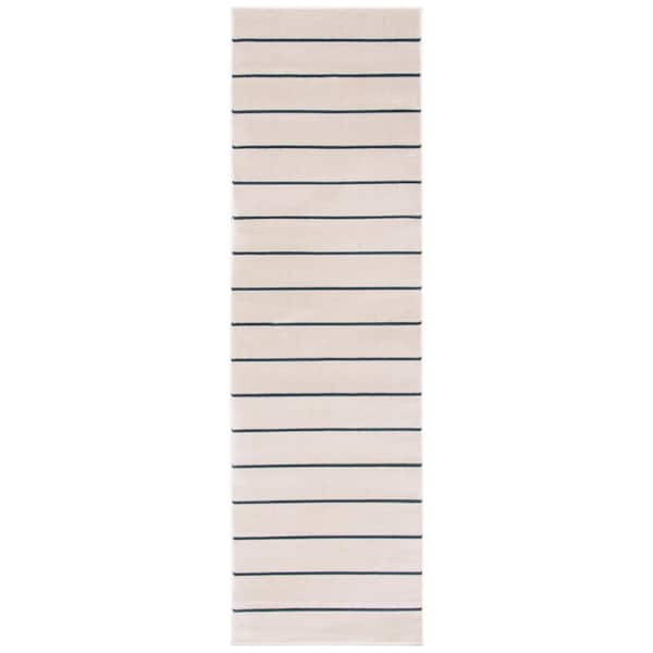 Orwell 2 ft. x 7 ft. Ivory/Navy Abstract Striped Runner Rug