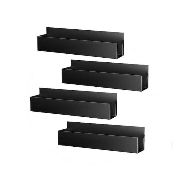 4-Shelves Black Magnetic Mount Spice Organizer Set with 24 Jars Labels Chalk Marker Funnel for Kitchen