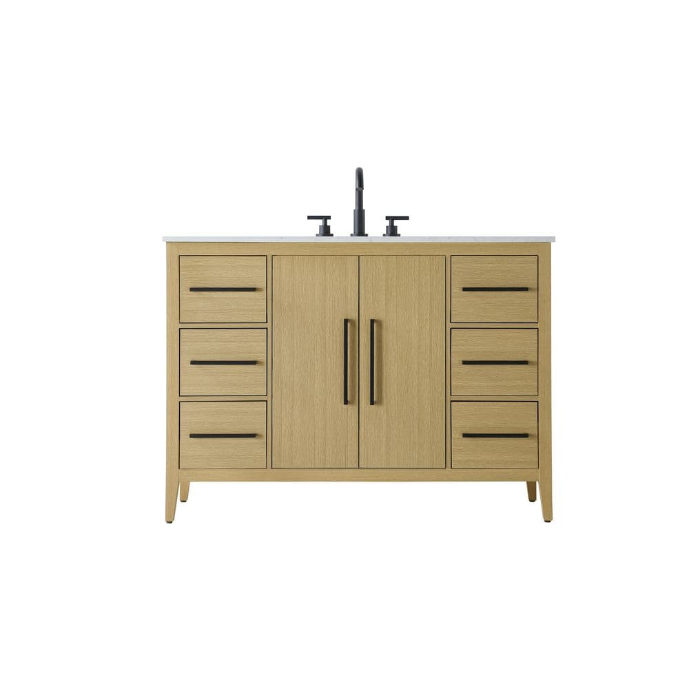 48 in. Single Sink Honey Brown Bath Vanity with White Engineered Marble Top price history on PriceWatchPro