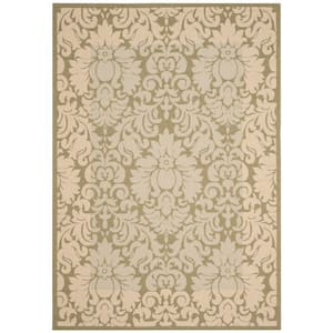Courtyard Olive/Natural 4 ft. x 6 ft. Floral Indoor/Outdoor Patio  Area Rug