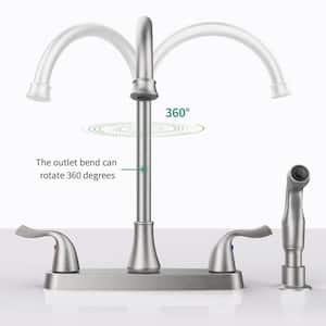 Rotatable 4 in. Centerset Double Handle Bathroom Faucet in Brushed Nickel