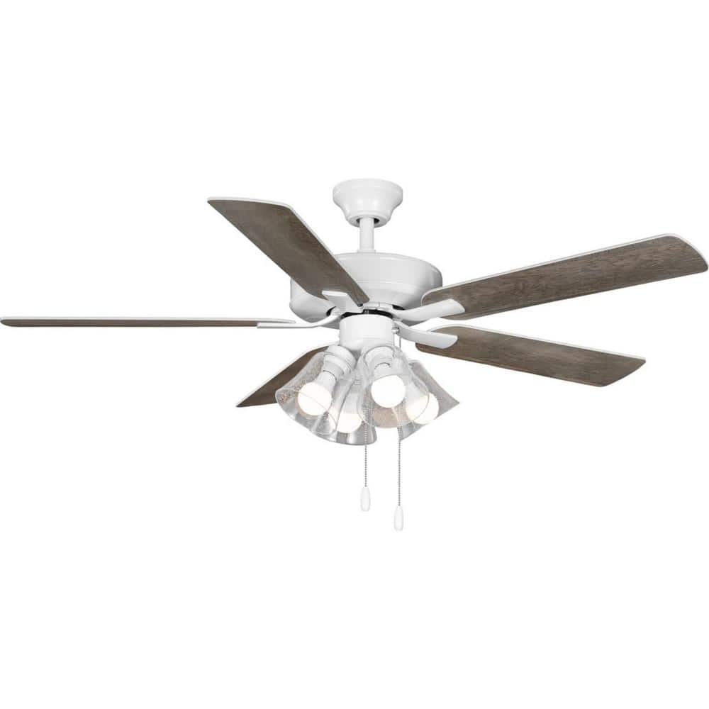 AirPro 52" White and Gray 5-Blade Ceiling Fan with Light