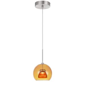 5.5 in. Amber Clear Metal and Glass Indoor Pendant with Integrated LED