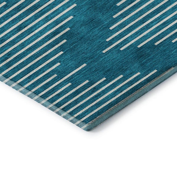 Mayfield Premium Machine Washable Abstract AMF1016 Teal 8 ft. x 10 ft. Area Rug