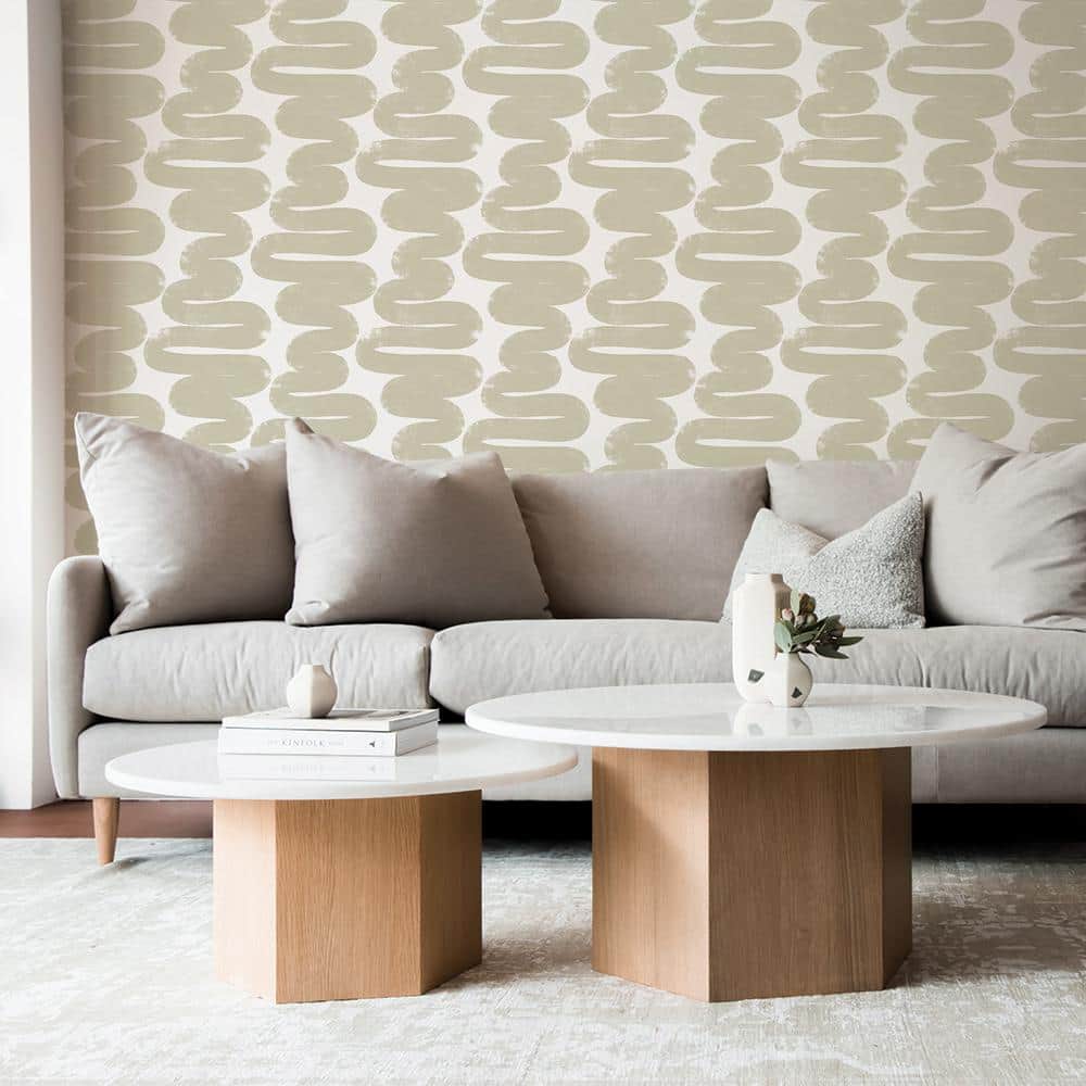Beige and White Abstract Peel and Stick Wallpaper