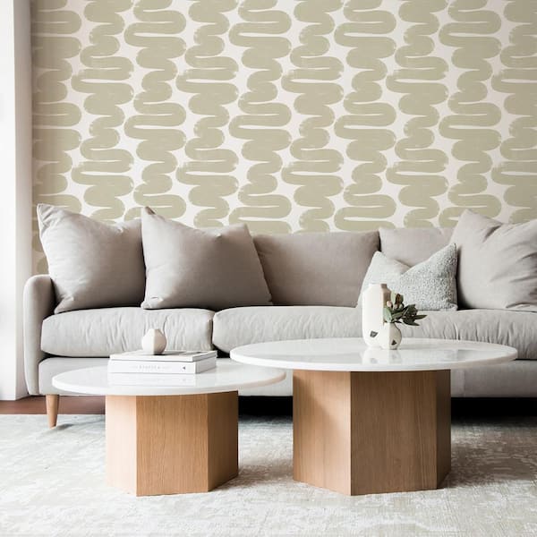Bobby Berk Sand and White Wiggle Room Vinyl Peel and Stick Wallpaper Roll (Covers 28 sq. ft.)