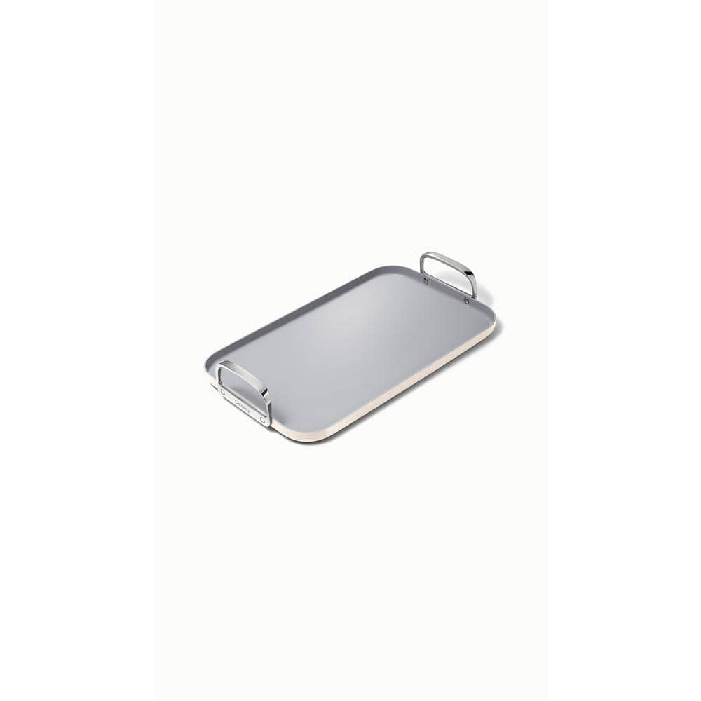 Cream Ceramic Nonstick Double Burner Griddle with Stainless Steel Handles