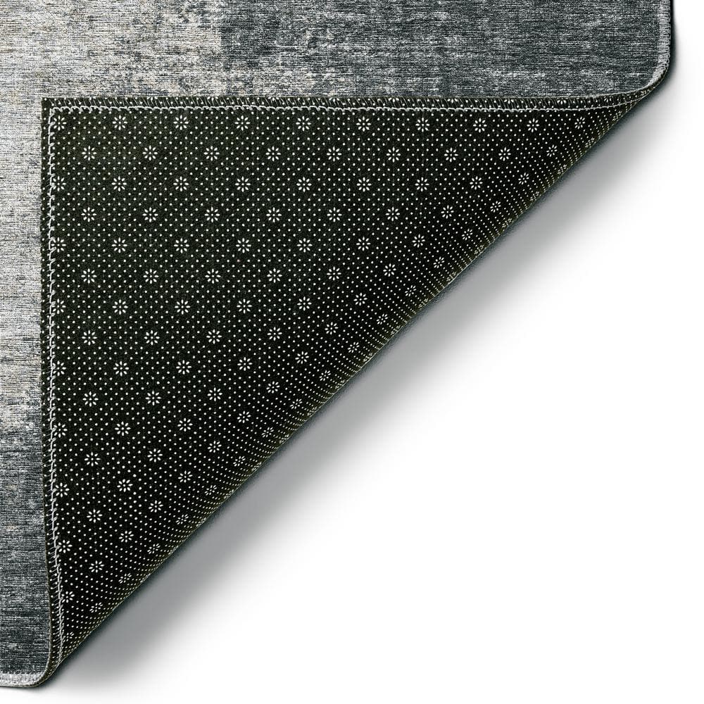 Rylee Transitional Black Chenille 1'8" x 2'6" Non-Skid Accent Rug