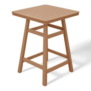 Laguna 30 in. Square HDPE Plastic Counter Height Outdoor Dining High Top Bar Table in Teak
