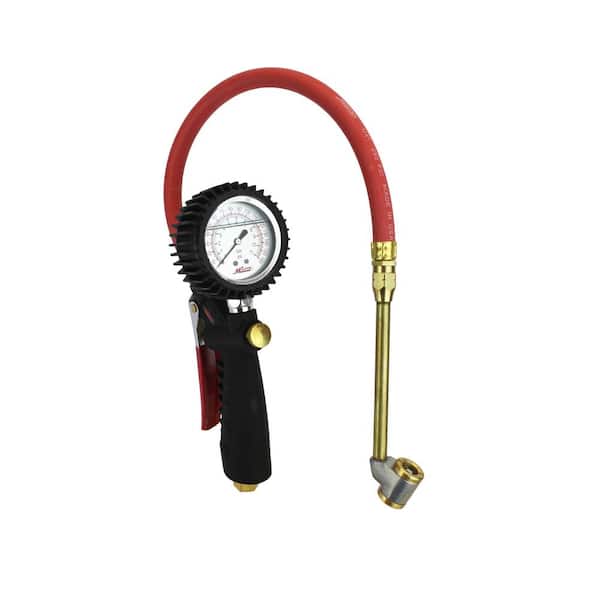 Milton Industries, Inc. Pro Analog Pistol Grip Inflator Gauge with Large Bore Dual Chuck and 15 in. Hose