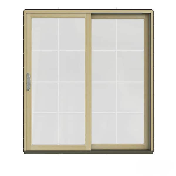 JELD-WEN 72 in. x 80 in. W-2500 Contemporary Brown Clad Wood Right-Hand 8 Lite Sliding Patio Door w/Unfinished Interior