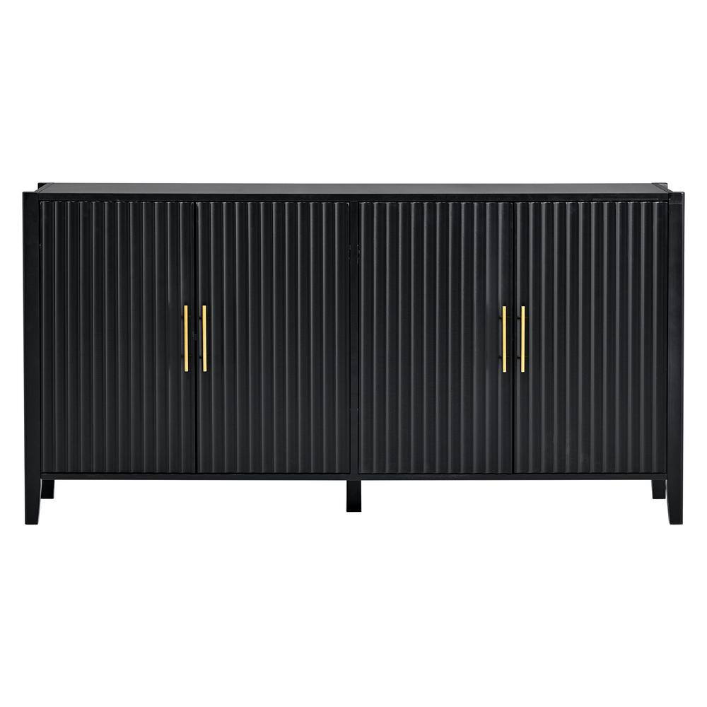 63.1 in. W x 17.7 in. D x 31.9 in. H Black Bathroom Storage Linen Cabinet w