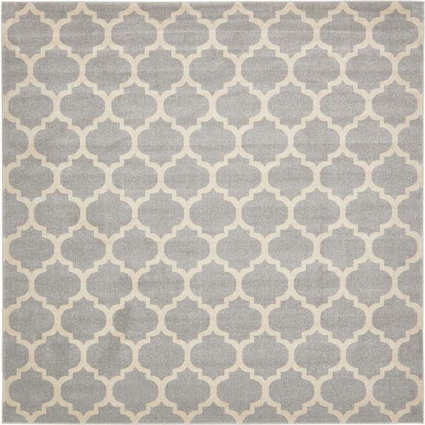 Unique Loom Trellis Philadelphia Light Gray/Beige 10' 0 x 10' 0 Square Rug