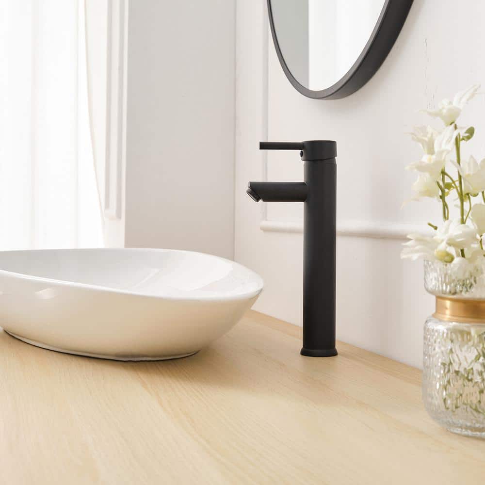 Matte Black Single Handle Vessel Sink Faucet