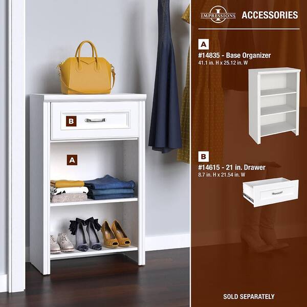 本当に信頼出来る店 H in. 9 x W in. 22 Impressions ClosetMaid White Drawer Wood ニット+セーター