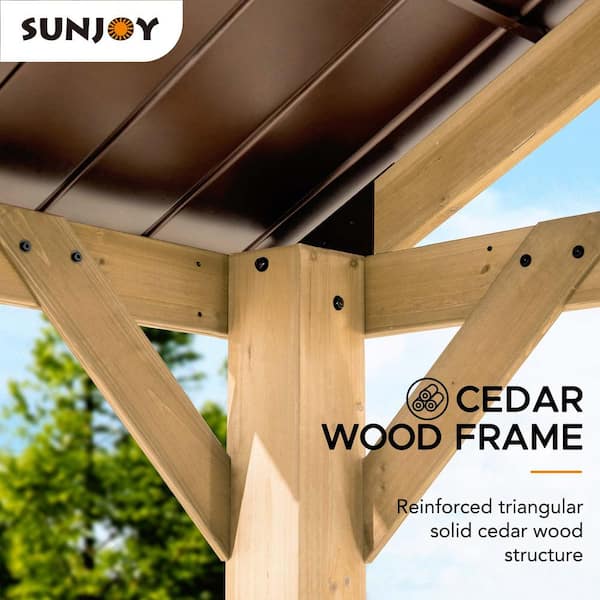 Sunjoy 13 ft. x 15 ft. Outdoor Patio Hardtop Gazebo, Wooden