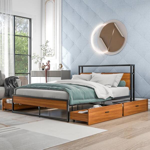 platform bed frame queen home depot