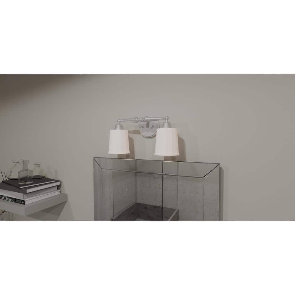 Cecilia Brushed Nickel 2-Light Vanity with Sandblasted Glass Shades