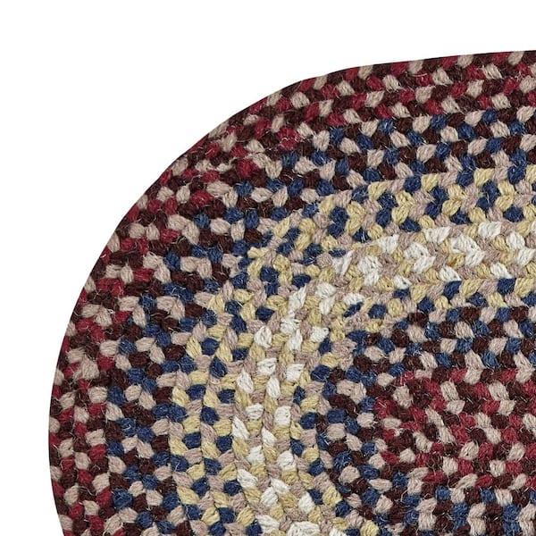 Woodbridge Oval Braid Collection Cranberry 20" x 30" Oval 100% Wool Reversible Indoor Area Rug