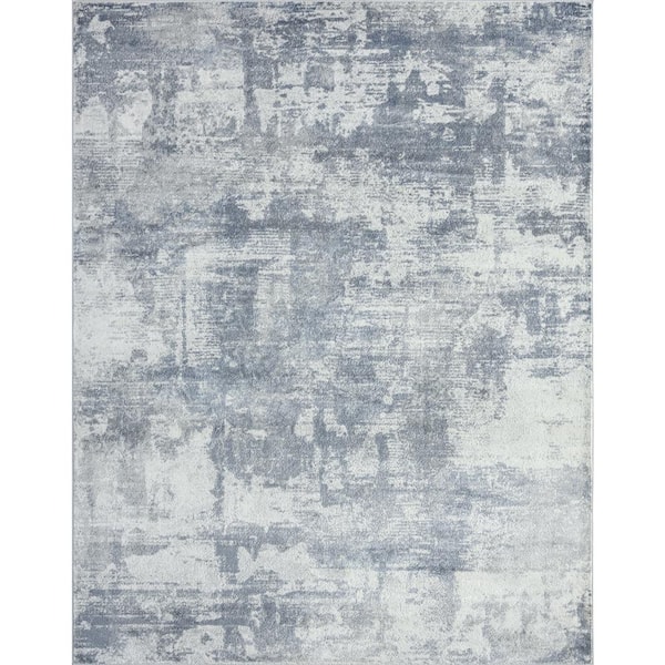 GlowSol Grey 7 ft. 10 in. x 10 ft. 2 in. Wilton Collection Indoor Modern Abstract Area Rug