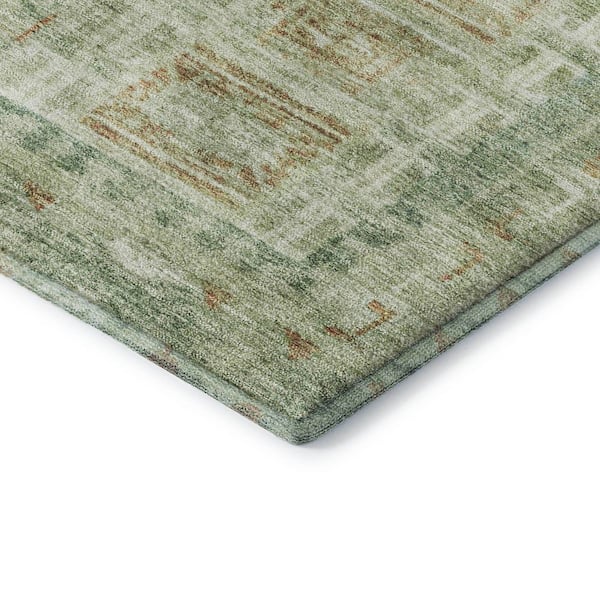 Mayfield Premium Machine Washable Abstract AMF2173 Green 5 ft. x 7 ft. 6 in. Area Rug