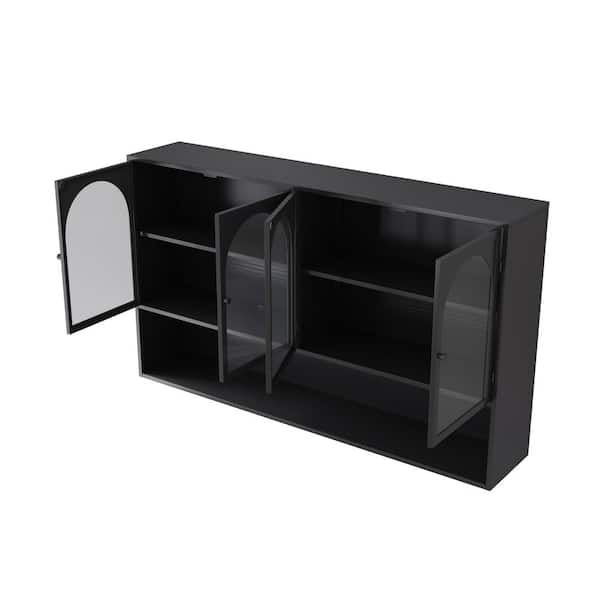 COWLOWN 47.24 in. W x 9.05 in. D x 27.55 in. H Bathroom Black Linen Cabinet