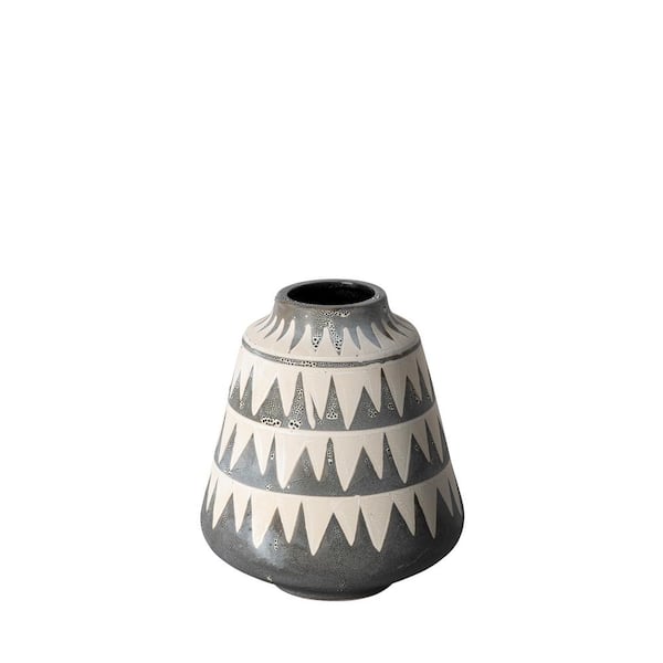 Mercana Delaney Small Cream/Gray Patterned Ceramic Vase