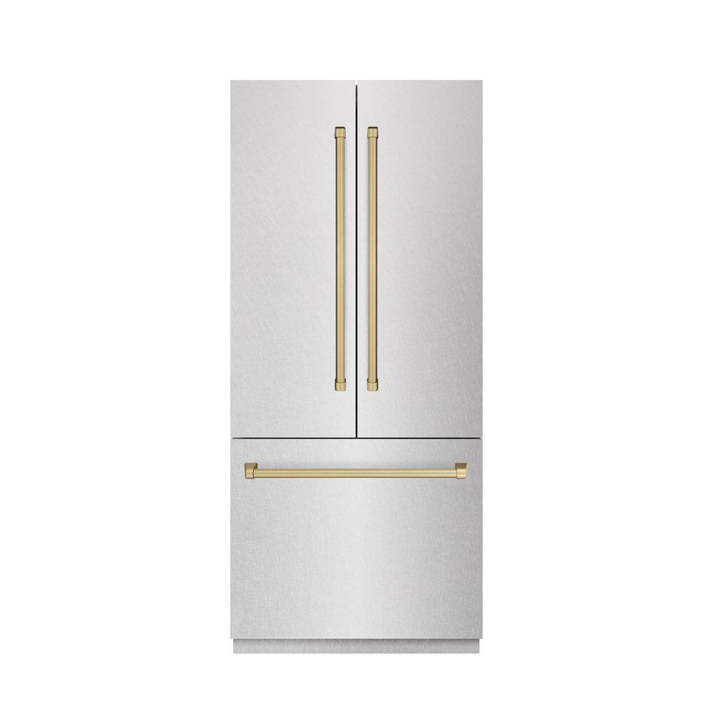 36 in. 19.6 cu. ft. Counter Depth Bottom Freezer Refrigerator in DuraSnow with Stainless Interior and Champagne Accents price history on PriceWatchPro
