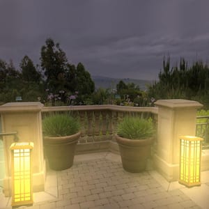 24.5 in. H Solar Almond Integrated LED Garden and Path Light with Amber or White Light