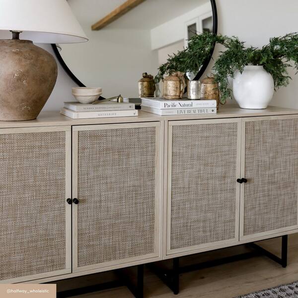 Nathan James Kova 32 in. Kova Natural Cane Rattan Doors Accent