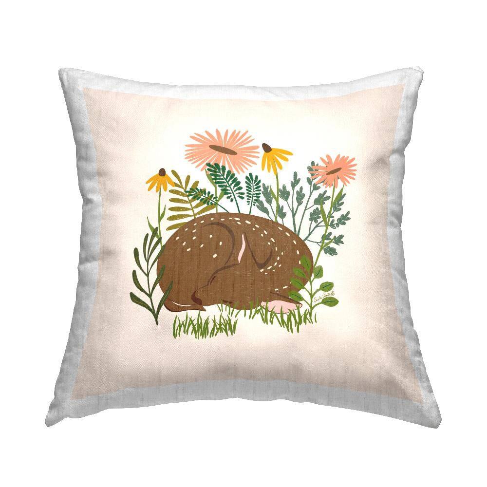 Sleeping Deer Among Daisies Beige Floral Polyester 18 in. x 18 in. Throw Pillow price history on PriceWatchPro