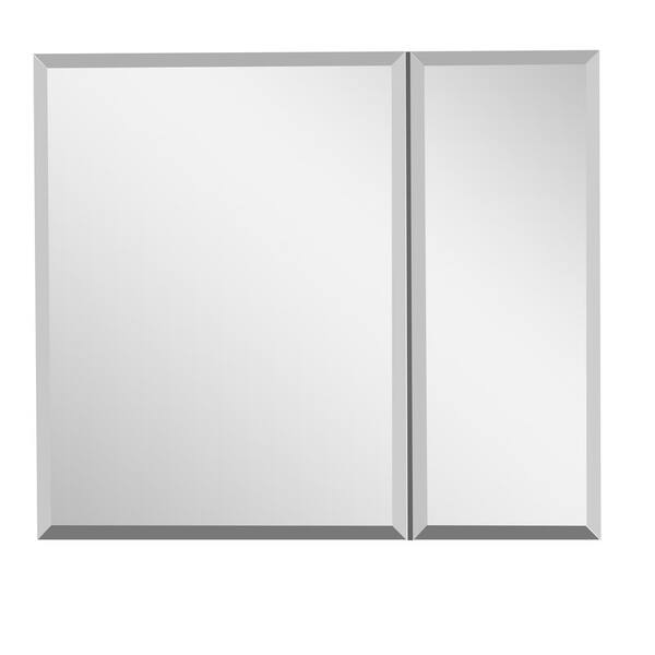 HBEZON 30 in. W x 26 in. H Medium Rectangular Silver Aluminum Recessed