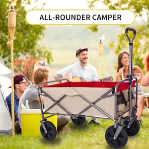 3.9 cu.ft. Steel Garden Cart, Micro Collapsible Beach Trolley Cart, Camping Folding Wagon, Beach Shopping, White