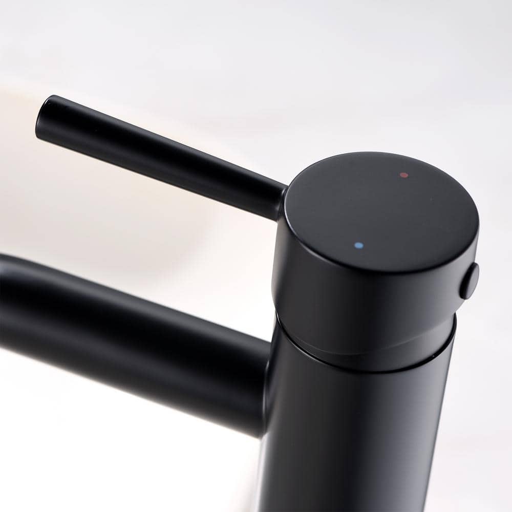 Luxier Matte Black Modern Vessel Bathroom Faucet with Drain Assembly