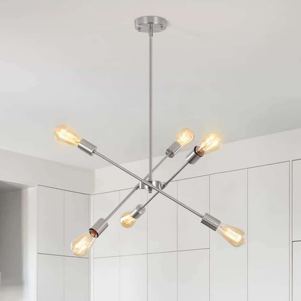 Kulli 6-Light Brushed Nickle Modern Sputnik Sphere Chandelier for Kitchen Island Dining Room Living Room Foyer Bedroom price history on PriceWatchPro