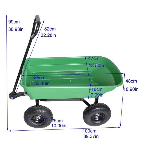 2.5 cu. ft. Green Metal Folding Garden Cart, car Poly Garden 2.5 cu. ft. Green Metal Folding Garden Cart, car Poly Garden