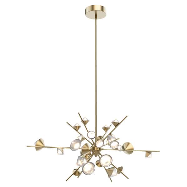 Geode 48 in. 12-Light 124-Watt Brushed Gold Integrated LED Chandelier