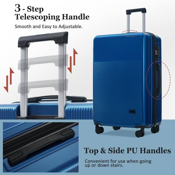 Nestfair 5 of Pieces Blue ABS Hardshell Luggage Set with Double