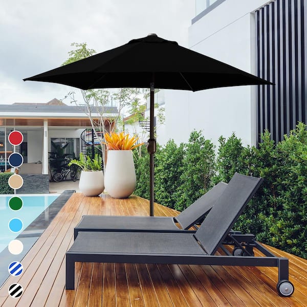 GARSING 7.5ft Outdoor Market Patio Umbrella in Black with Push Button Tilt