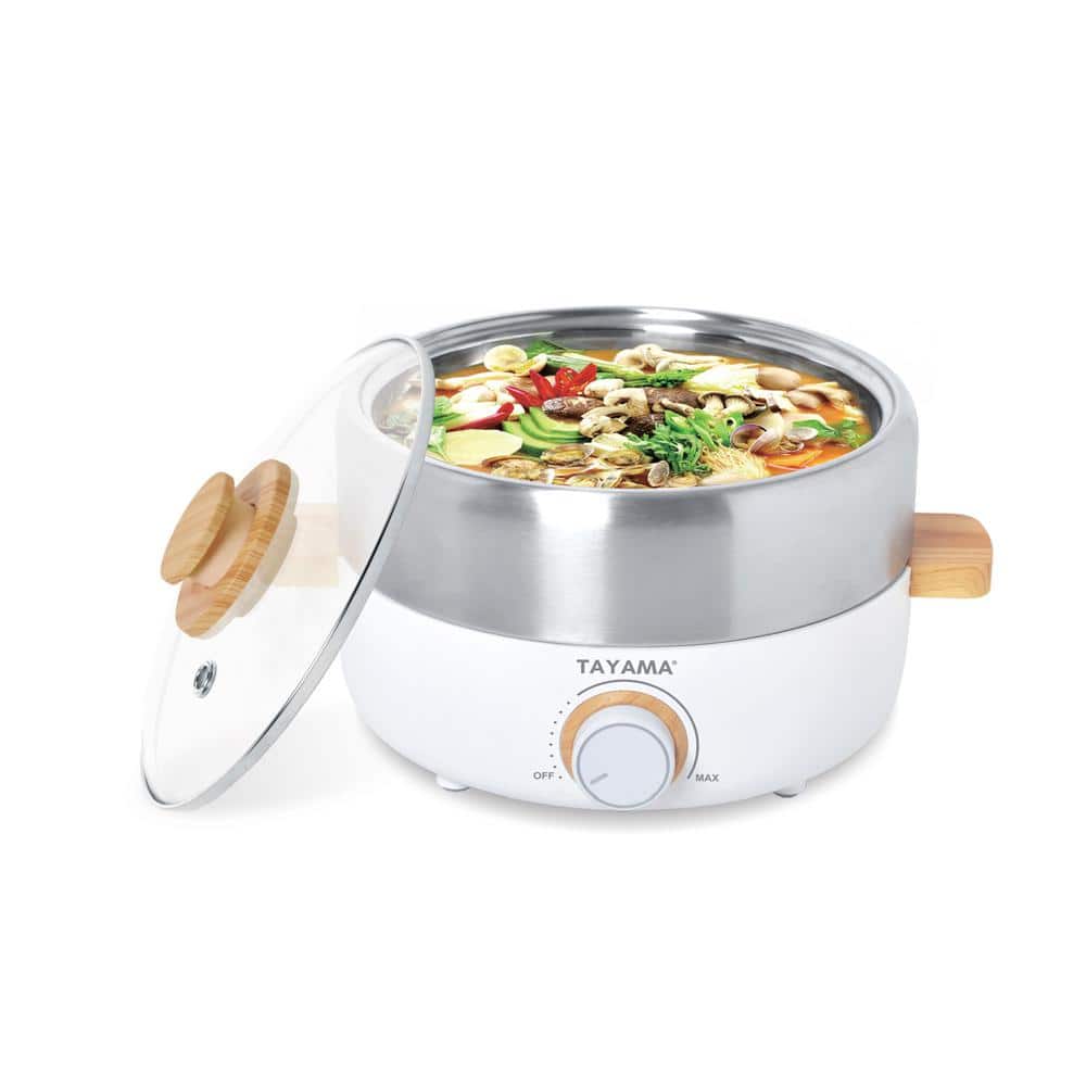 White Stainless Steel Non-Stick Multi-Cooker with Grill Plate