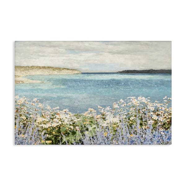 Daisy Field over Sea by Amber Sterling Unframed Nature Graphic Art Print 24 in. x 36 in.