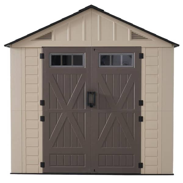 Sizzim 8 ft. W x 8 ft. D Outdoor Gray Resin Storage Plastic Shed