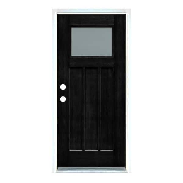 MP Doors 36 in. x 80 in. Right-Hand Inswing Low-E Clear Glass Craftsman Black Painted Classic  Fiberglass Prehung Front Door