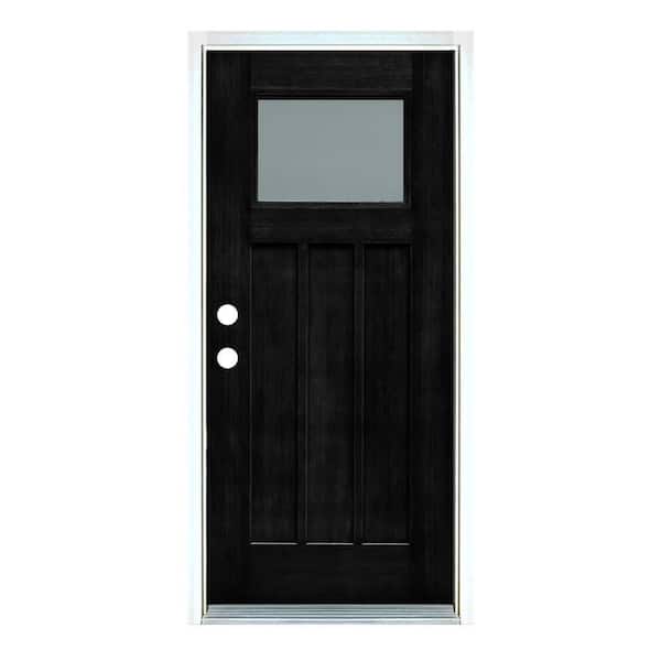 MP Doors 36 in. x 80 in. Right-Hand Inswing Low-E Clear Glass Craftsman Black Painted Classic Fiberglass Prehung Front Door