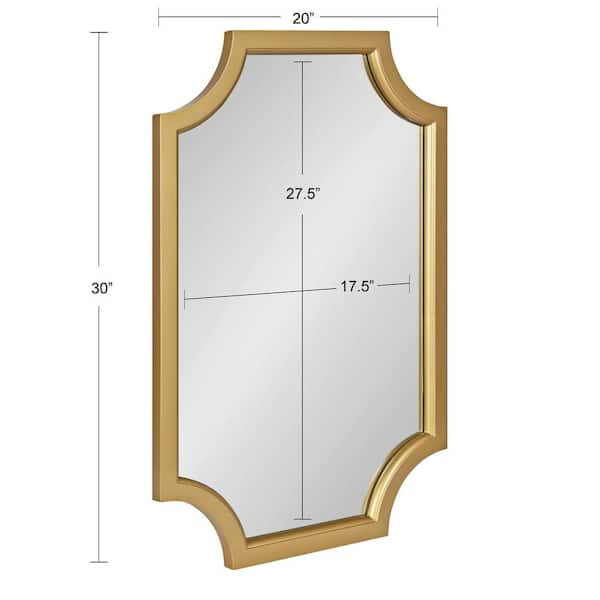 Hogan 30.00 in. H x 20.00 in. W Modern Scalloped Irregular Gold Framed  Accent Wall Mirror