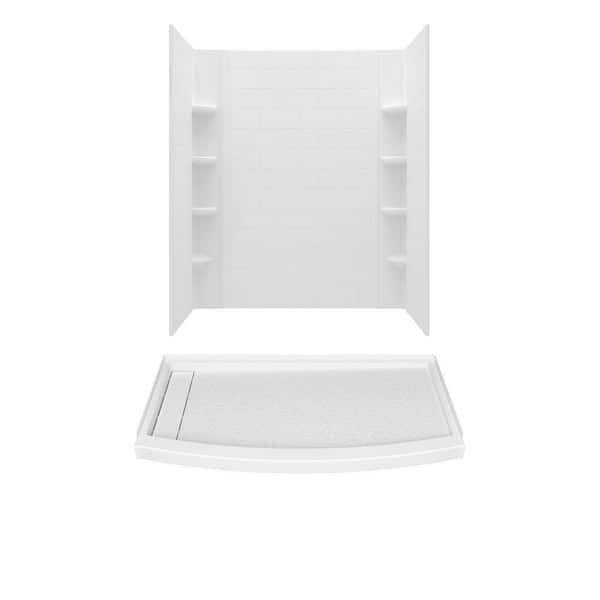 American Standard Ovation Curve 60 in. L x 30 in. W x 72 in. H Alcove Shower Kit with Shower Wall and Left Hand Shower Pan in Arctic White