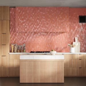 Virtuo Coralito Pink 1.45 in. x 9.21 in. Polished Crackled Ceramic Subway Wall Tile (4.65 sq. ft./Case)